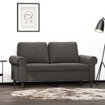 Canapea cu 2 locuri, gri închis, 120 cm, catifea