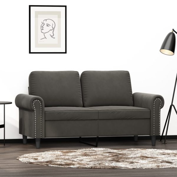 Canapea cu 2 locuri, gri închis, 120 cm, catifea