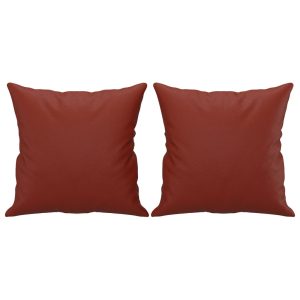 Perne decorative, 2 buc., roșu vin, 40×40 cm, piele ecologică