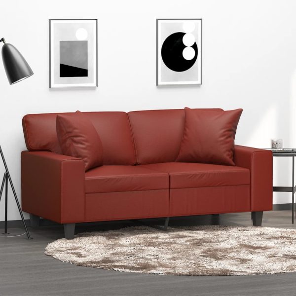 Perne decorative, 2 buc., roșu vin, 40×40 cm, piele ecologică