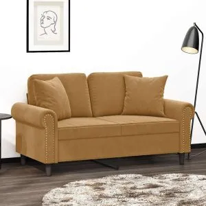 Perne decorative, 2 buc., maro, 40×40 cm, catifea