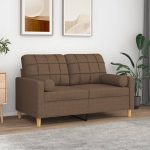 Perne decorative, 2 buc., maro, Ø15×50 cm, textil