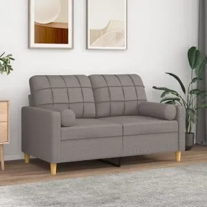 Perne decorative, 2 buc., gri taupe, Ø15×50 cm, textil