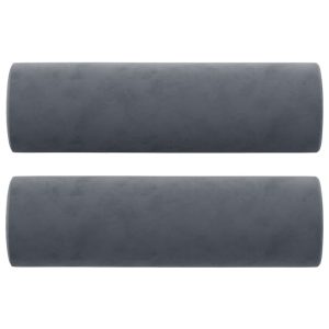 Perne decorative, 2 buc., gri închis, Ø15×50 cm, catifea