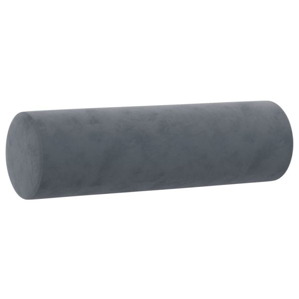 Perne decorative, 2 buc., gri închis, Ø15×50 cm, catifea