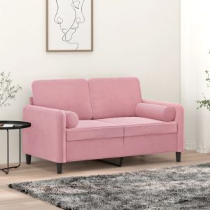 Perne decorative, 2 buc., roz, Ø15×50 cm, catifea