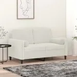 Perne decorative, 2 buc., crem, Ø15×50 cm, catifea