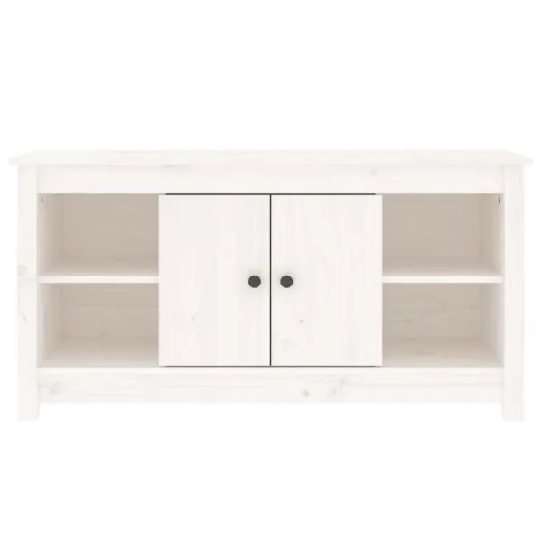 Comodă TV, alb, 103×36,5×52 cm, lemn masiv de pin