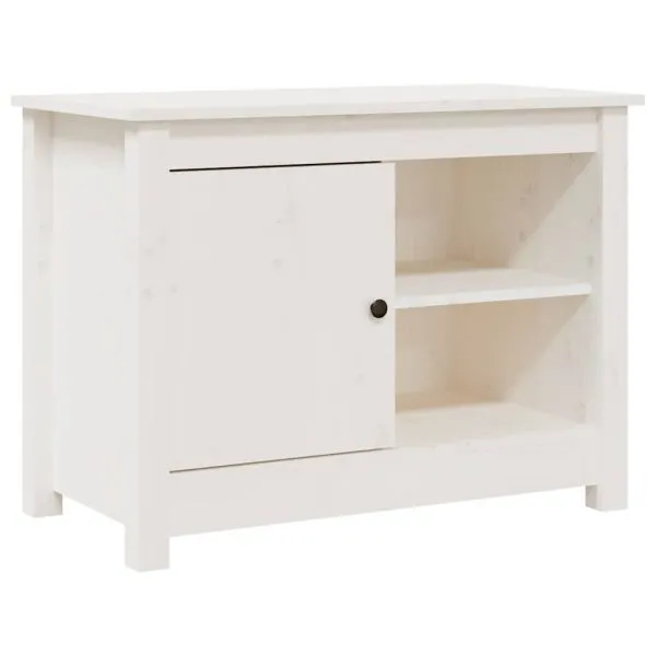 Comodă TV, alb, 70×36,5×52 cm, lemn masiv de pin