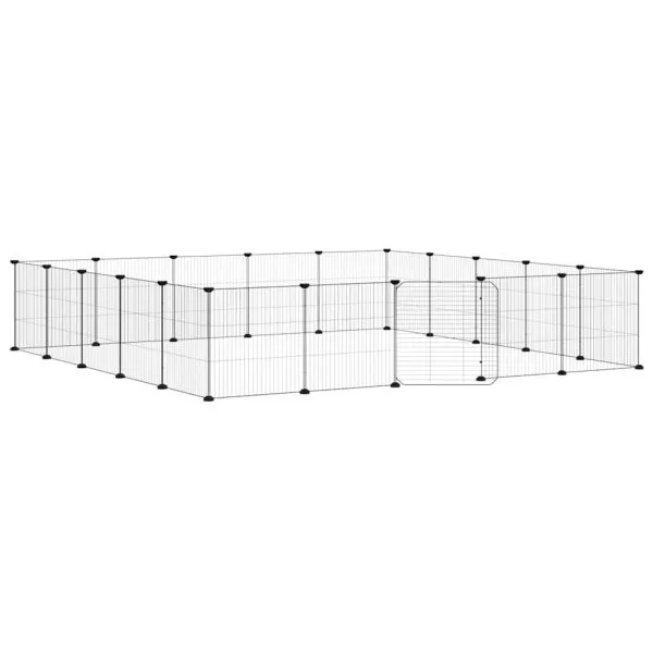 Cușcă animale de companie cu ușă 20 panouri negru 35×35 cm oțel