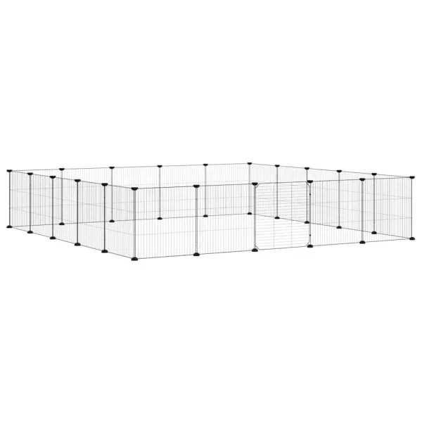 Cușcă animale de companie cu ușă 20 panouri negru 35×35 cm oțel