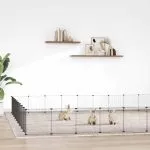 Cușcă animale de companie cu ușă 36 panouri negru 35×35 cm oțel