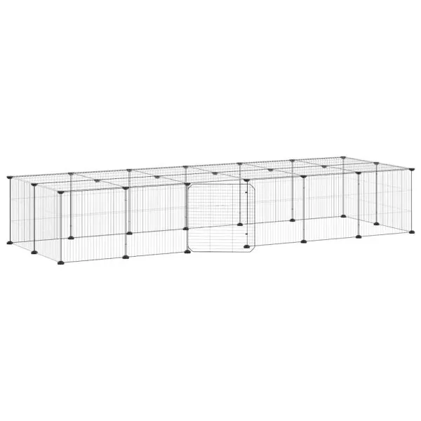 Cușcă animale de companie cu ușă 28 panouri negru 35×35 cm oțel