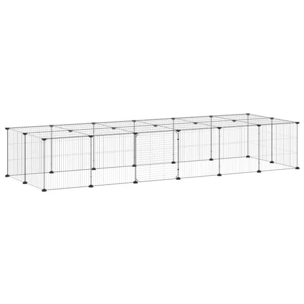 Cușcă animale de companie cu ușă 28 panouri negru 35×35 cm oțel