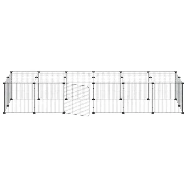 Cușcă animale de companie cu ușă 28 panouri negru 35×35 cm oțel