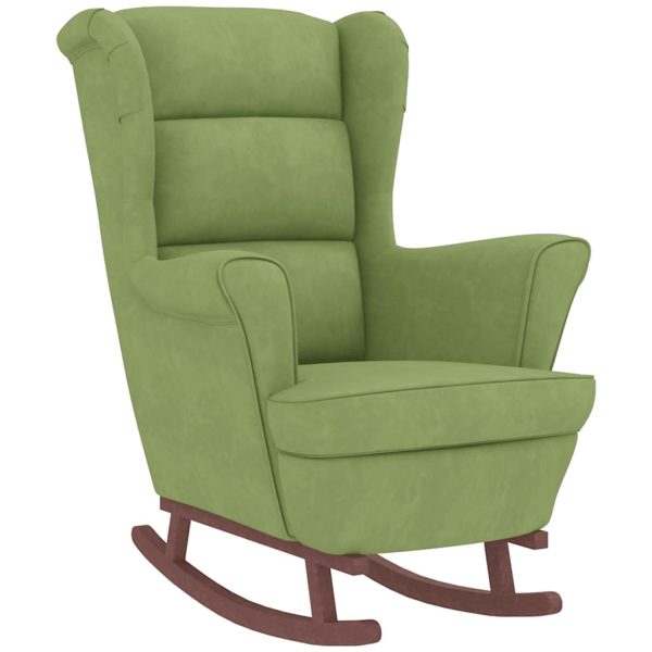 Scaun balansoar picioare din lemn/taburet verde deschis catifea