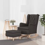 Fotoliu balansoar cu taburet, gri închis, material textil