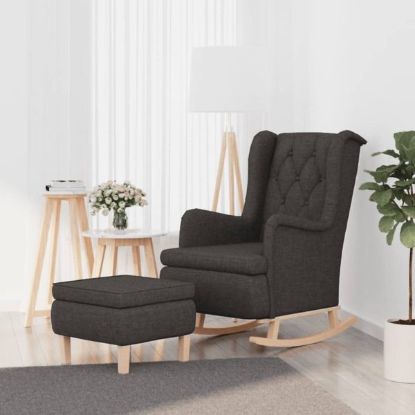 Fotoliu balansoar cu taburet, gri închis, material textil