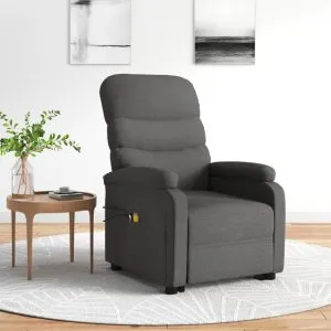Fotoliu de masaj cu ridicare, gri închis, textil
