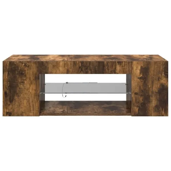 Comodă TV cu lumini LED, stejar fumuriu, 90x39x30 cm