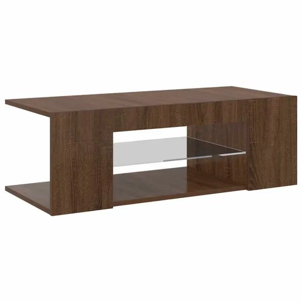Comodă TV cu lumini LED, stejar maro, 90x39x30 cm