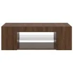 Comodă TV cu lumini LED, stejar maro, 90x39x30 cm