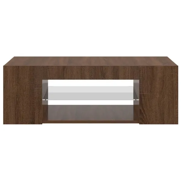 Comodă TV cu lumini LED, stejar maro, 90x39x30 cm