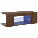 Comodă TV cu lumini LED, stejar maro, 90x39x30 cm