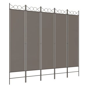 Paravan de cameră cu 5 panouri, antracit, 200×200 cm, textil