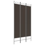 Paravan de cameră cu 3 panouri, maro, 120×220 cm, textil