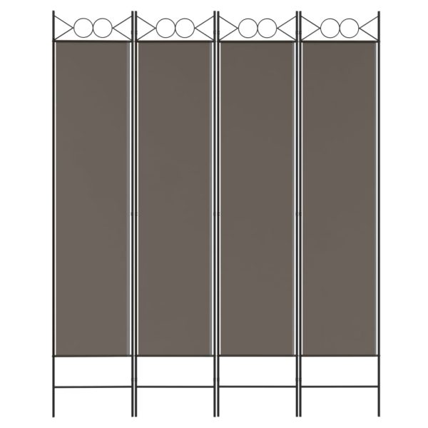 Paravan de cameră cu 4 panouri, antracit, 160×220 cm, textil