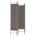 Paravan de cameră cu 4 panouri, antracit, 160×220 cm, textil