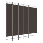 Paravan de cameră cu 6 panouri, maro, 240×220 cm, textil