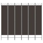 Paravan de cameră cu 6 panouri, maro, 240×220 cm, textil