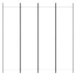 Paravan de cameră cu 4 panouri, alb, 200×200 cm, textil