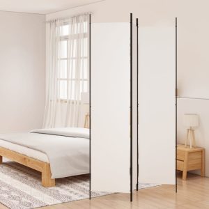 Paravan de cameră cu 3 panouri, alb, 150×220 cm, textil