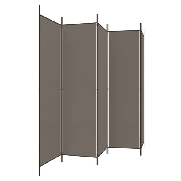 Paravan de cameră cu 5 panouri, antracit, 250 x 220 cm, textil