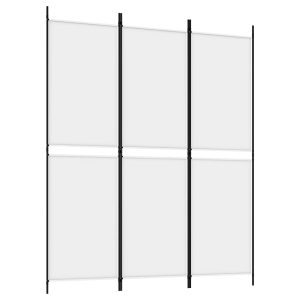 Paravan de cameră cu 3 panouri, alb, 150×180 cm, textil