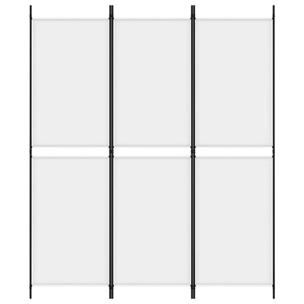 Paravan de cameră cu 3 panouri, alb, 150×180 cm, textil