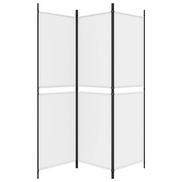 Paravan de cameră cu 3 panouri, alb, 150×180 cm, textil