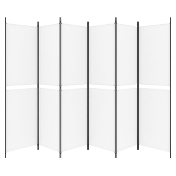 Paravan de cameră cu 6 panouri, alb, 300×200 cm, textil