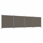 Paravan de cameră cu 4 panouri, antracit, 698×180 cm, textil