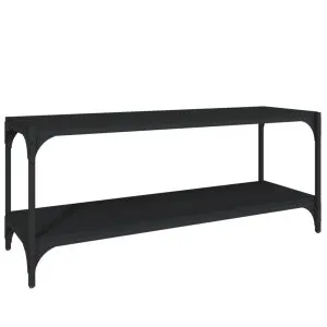 Comodă TV, negru, 100x33x41 cm, lemn prelucrat și oțel