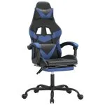 Scaun gaming pivotant/suport picioare negru/albastru piele eco