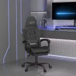 Scaun de gaming pivotant/suport picioare negru piele ecologică