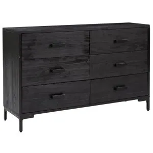 Servantă, negru, 110x35x70 cm, lemn masiv de pin reciclat