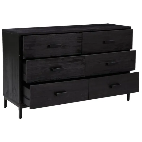 Servantă, negru, 110x35x70 cm, lemn masiv de pin reciclat
