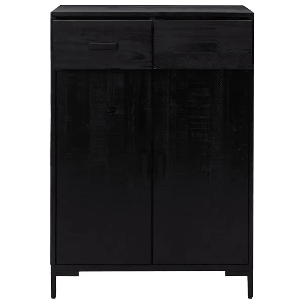 Pantofar, negru, 75x40x110 cm, lemn masiv de pin