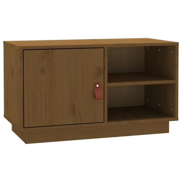 Comodă TV, maro miere, 70x34x40 cm, lemn masiv de pin
