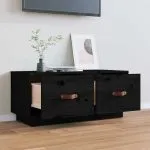 Comodă TV, negru, 80x34x35 cm, lemn masiv de pin